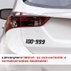 több színben és méretben háromjegyű rajtszám matrica látványterv