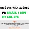 autó matrica szöveg, autómatrica