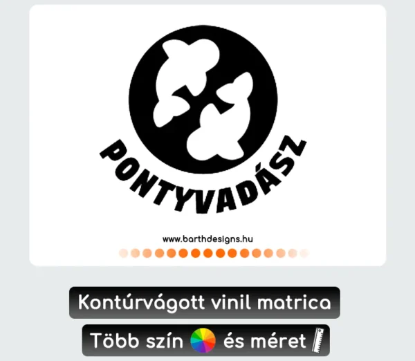 Több színben és méretben ponty matrica 1, horgász matrica, autómatrica 1