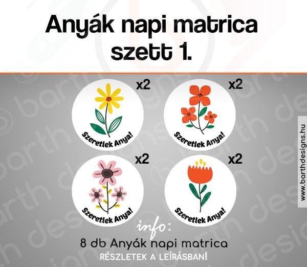 öntapadós Anyák napi matrica szett 1-4