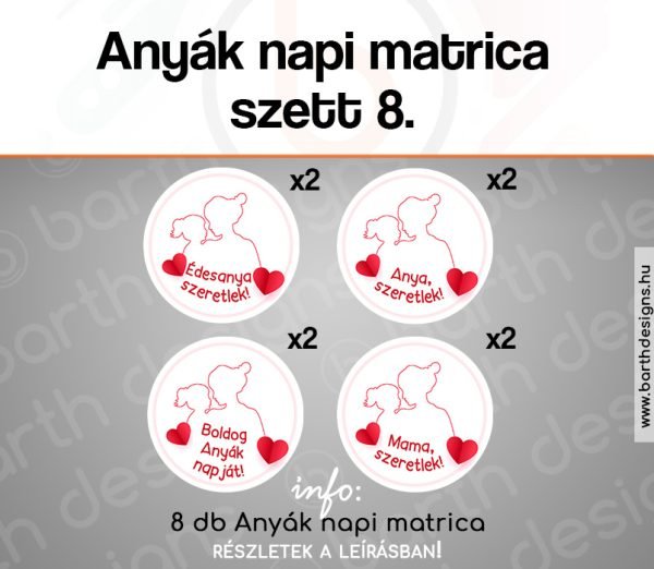 öntapadós Anyák napi matrica szett 8