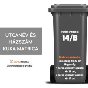 Utcanév és házszám kuka matrica