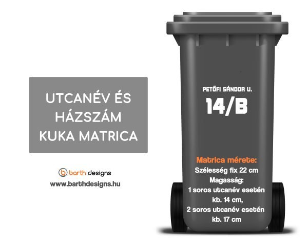 Utcanév és házszám kuka matrica