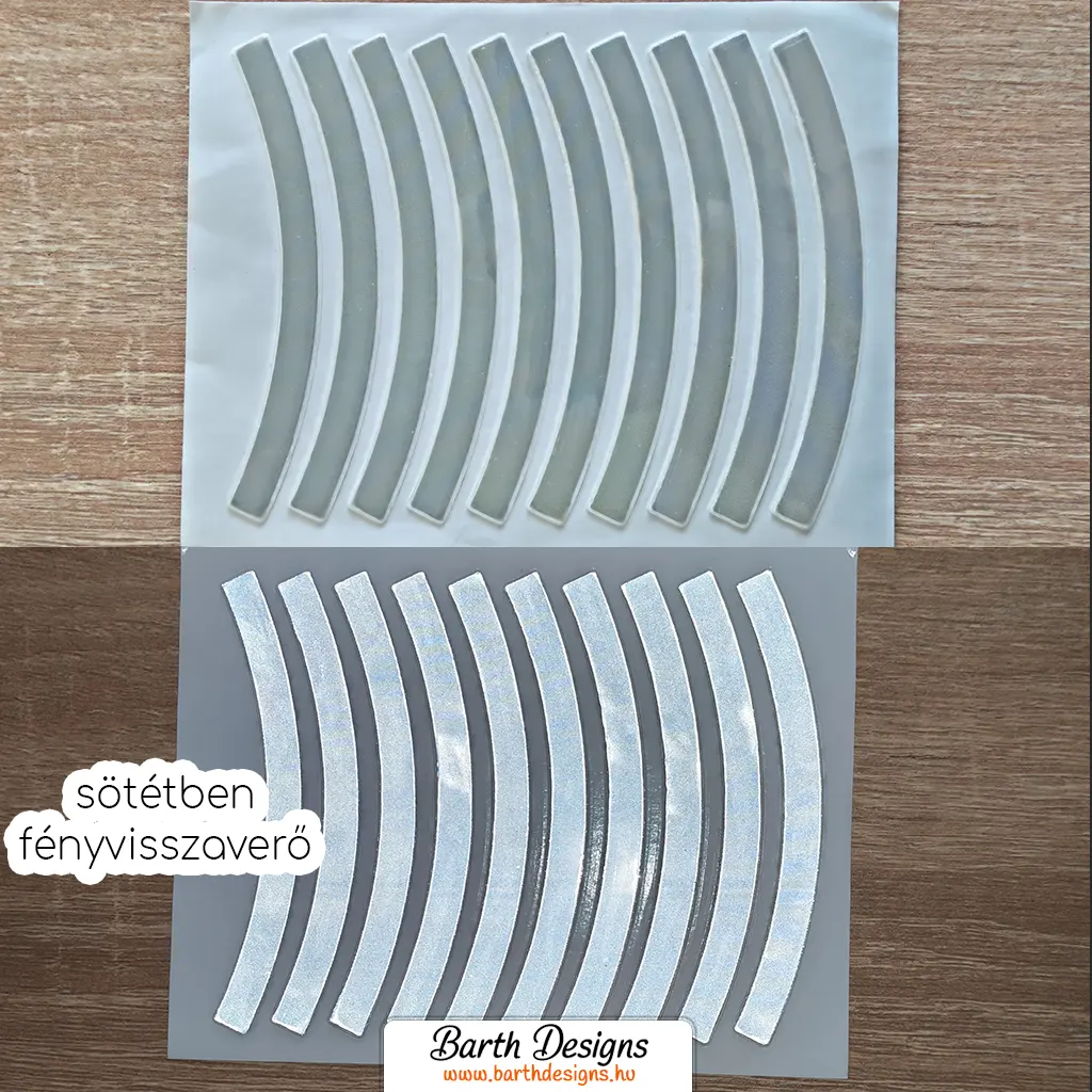 10 darabos enyhén ívelt fehér fényvisszaverő bicikli felni matrica 2