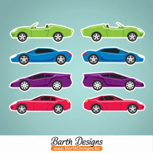 Autós gyerek bicikli matrica szett 1-1