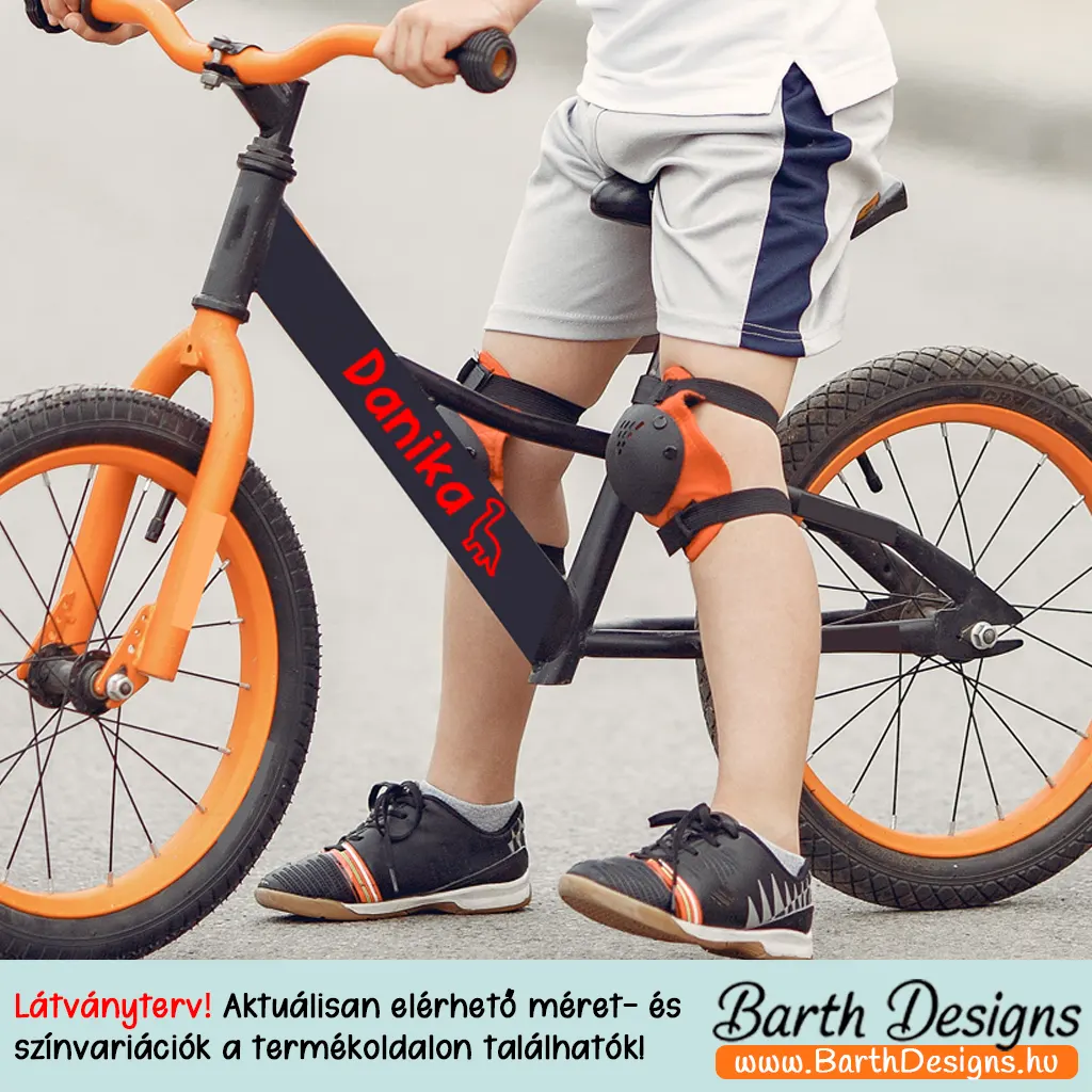 Dínós gyerek bicikli matrica, név matrica biciklire 2-3