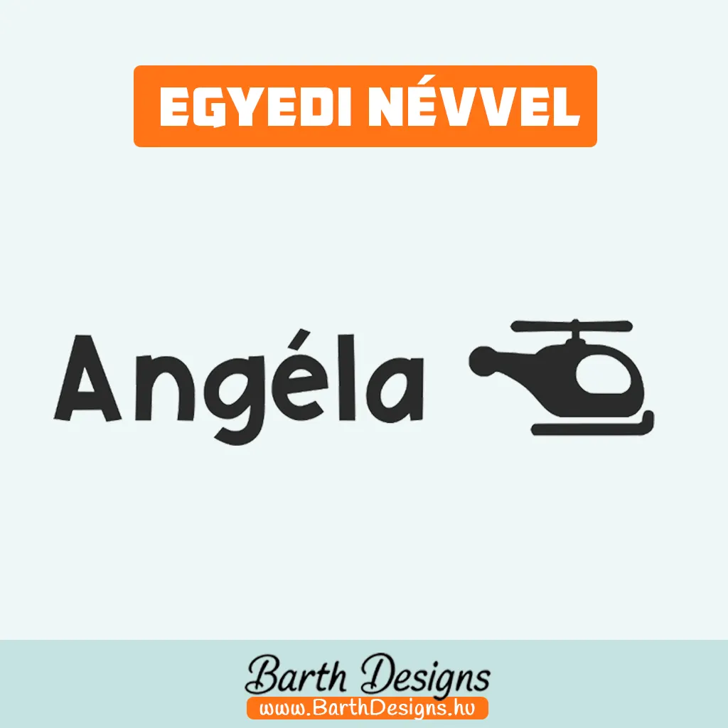 Helikopteres gyerek bicikli matrica, név matrica biciklire 1-1