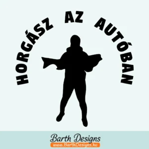 Horgász az autóban matrica, horgász autómatrica No 4