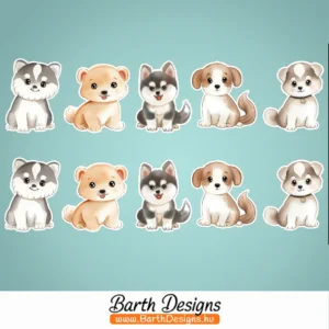 Kutyás gyerek bicikli matrica szett 1-1