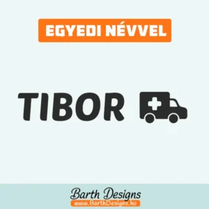 Mentőautós gyerek bicikli matrica, név matrica biciklire 1-1