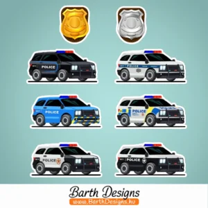 Rendőrautós gyerek bicikli matrica szett 1-1