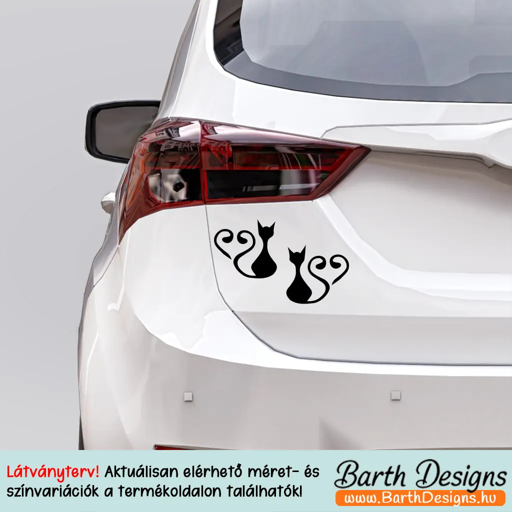 Több variációban cicás autó matrica szett v1-2