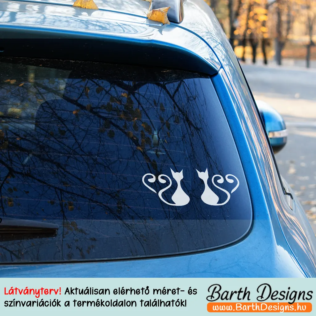 Több variációban cicás autó matrica szett v1-3
