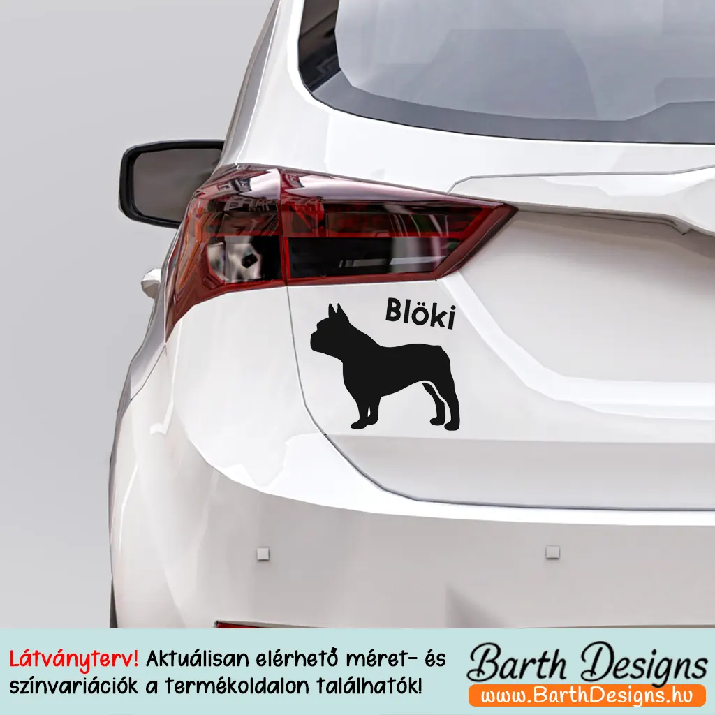 Több variációban francia bulldog matrica, kutyás autó matrica v1-2