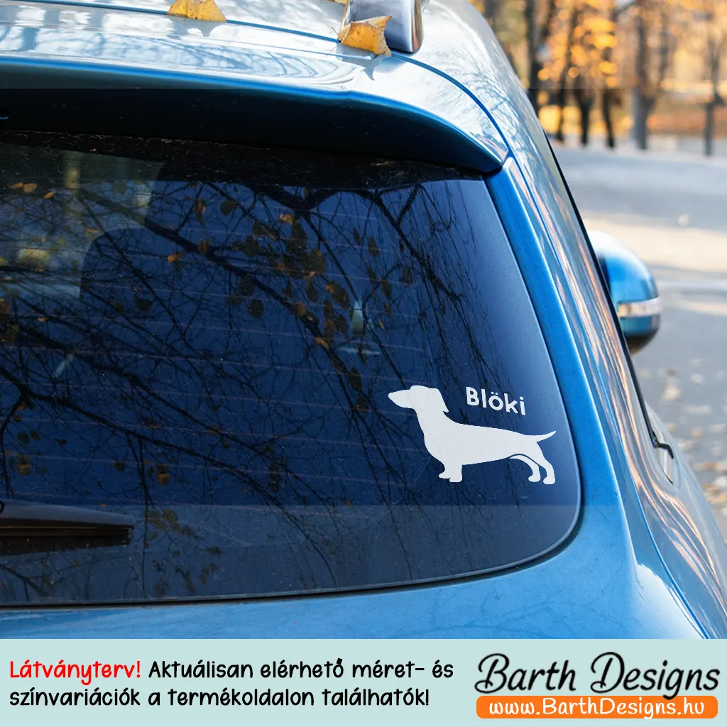 Több variációban tacskó matrica, kutyás autó matrica v5-3