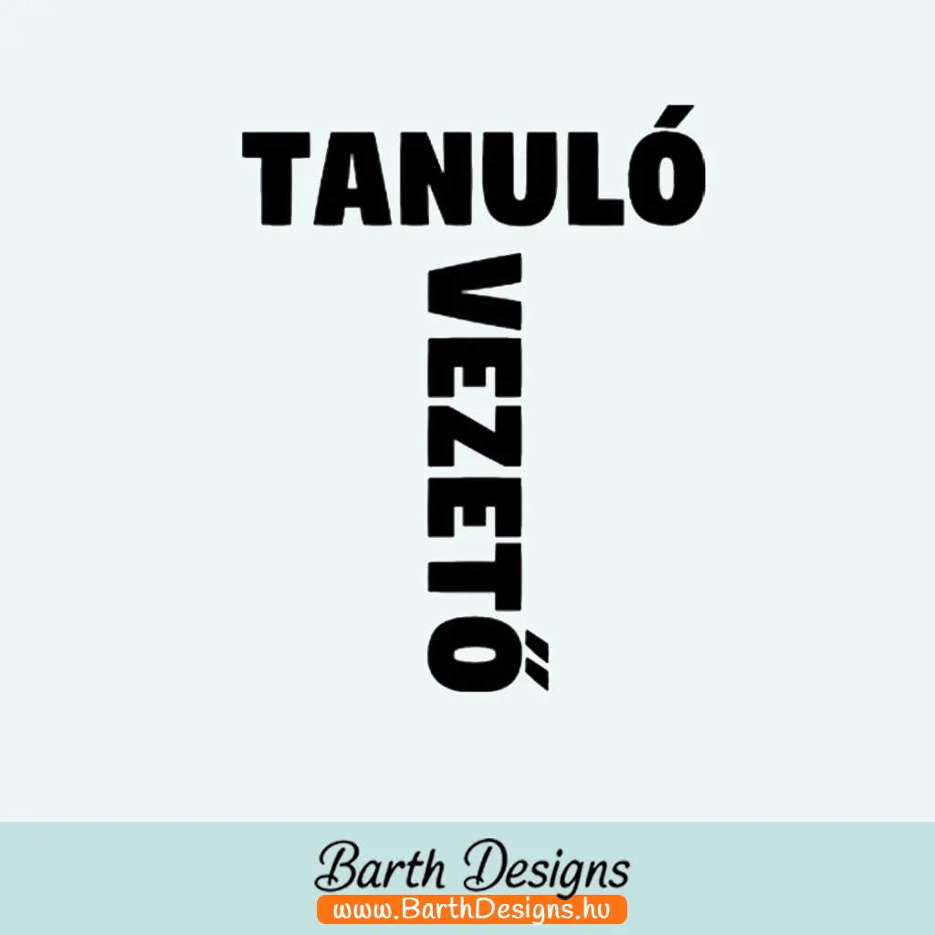 Több variációban tanuló vezető matrica, t betű autóra v01-1