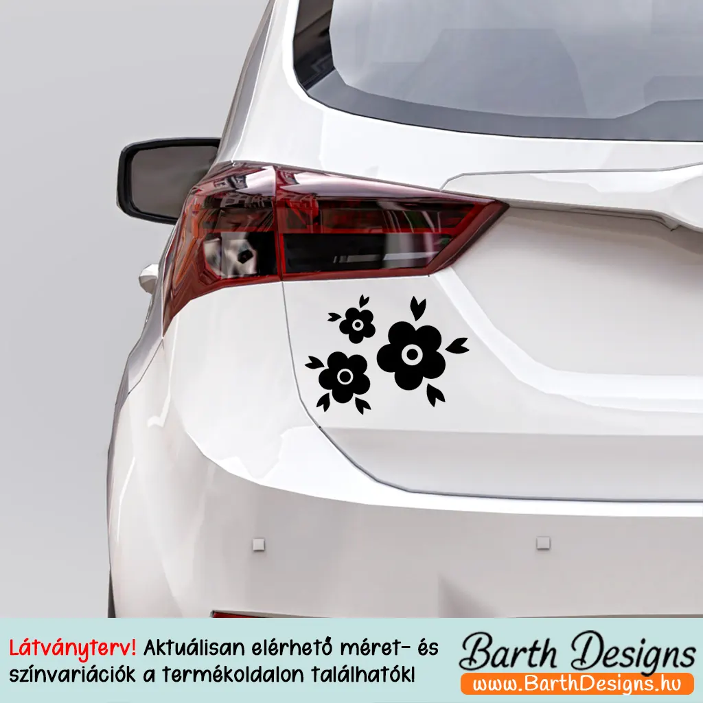 Több variációban virág matrica, csajos autó matrica v23-2