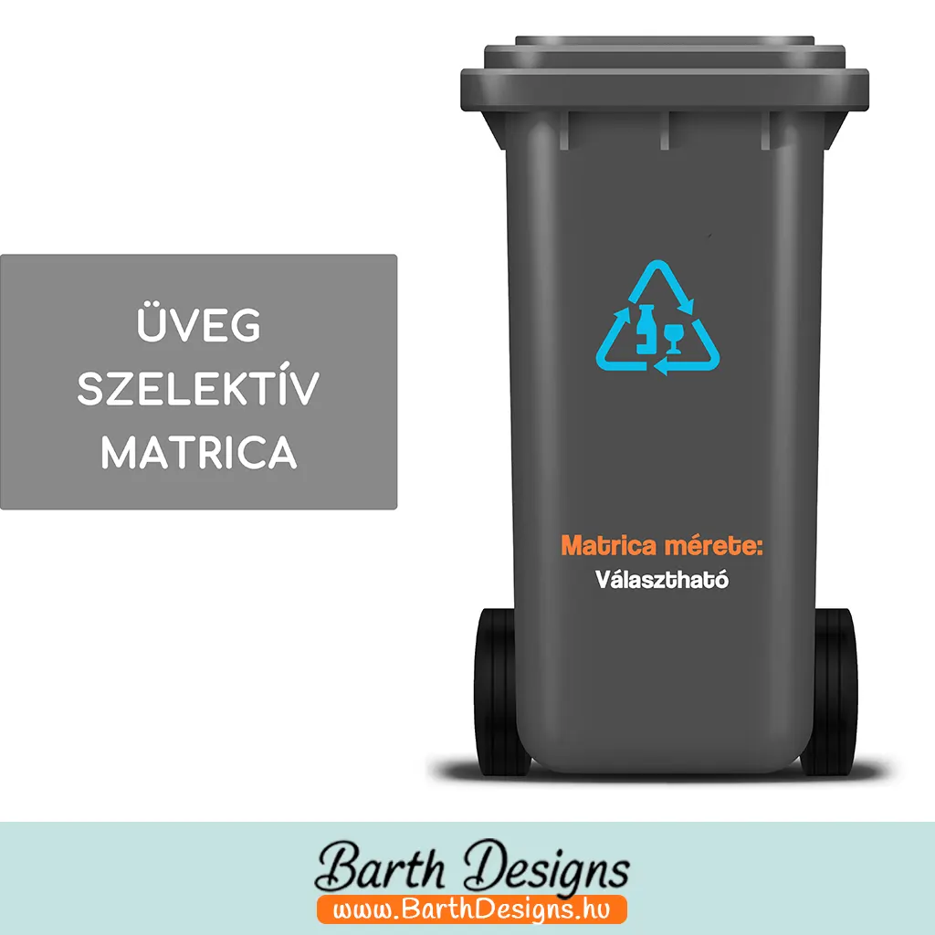 üveg szelektív hulladék matrica, kuka matrica 1-2