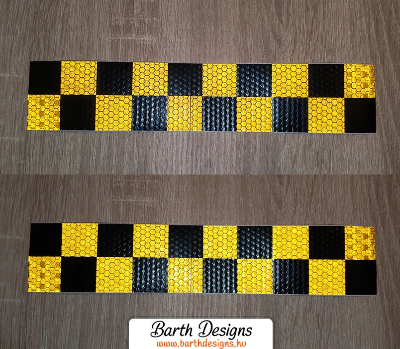 Aranysárga-fekete kockás fényvisszaverő szalag