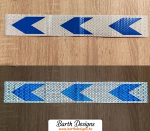 Kék-fehér nyilas fényvisszaverő szalag