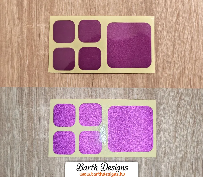 Négyzetek - lila öntapadós fényvisszaverő matrica szett