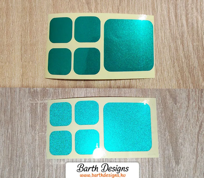 Négyzetek - zöld öntapadós fényvisszaverő matrica szett