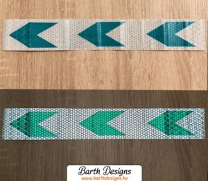 Zöld-fehér nyilas fényvisszaverő szalag