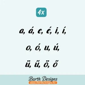 Betű matrica csomag - írott kisbetűk, magánhangzók