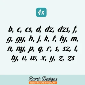 Betű matrica csomag - írott kisbetűk, mássalhangzók