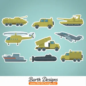 Katonai jűrműves gyerek bicikli matrica szett 1-1