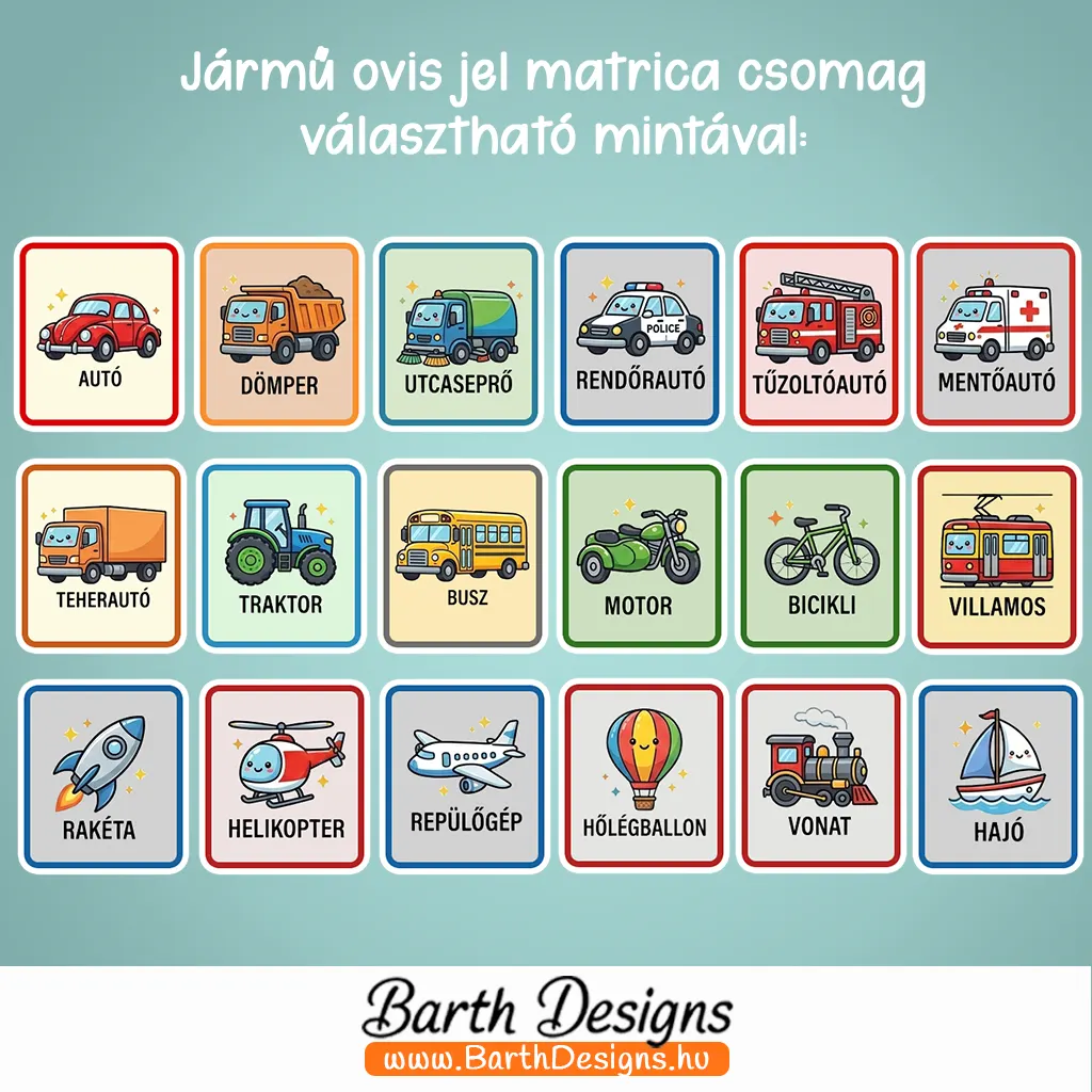 Jármű ovis jel matrica 1