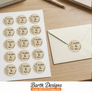 bézs esküvői borítékzáró matrica 1