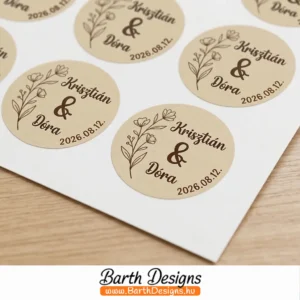 bézs esküvői borítékzáró matrica 3