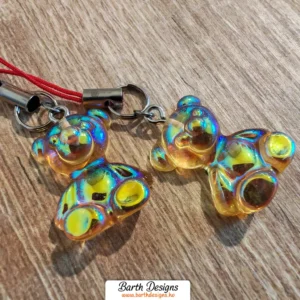 színjátszós narancs maci kulcstartó 1