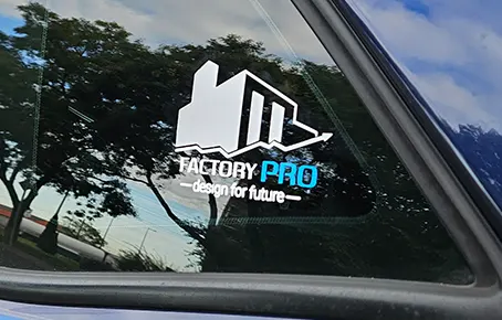 egyedi céges logo autó matrica Factory Pro kft kép